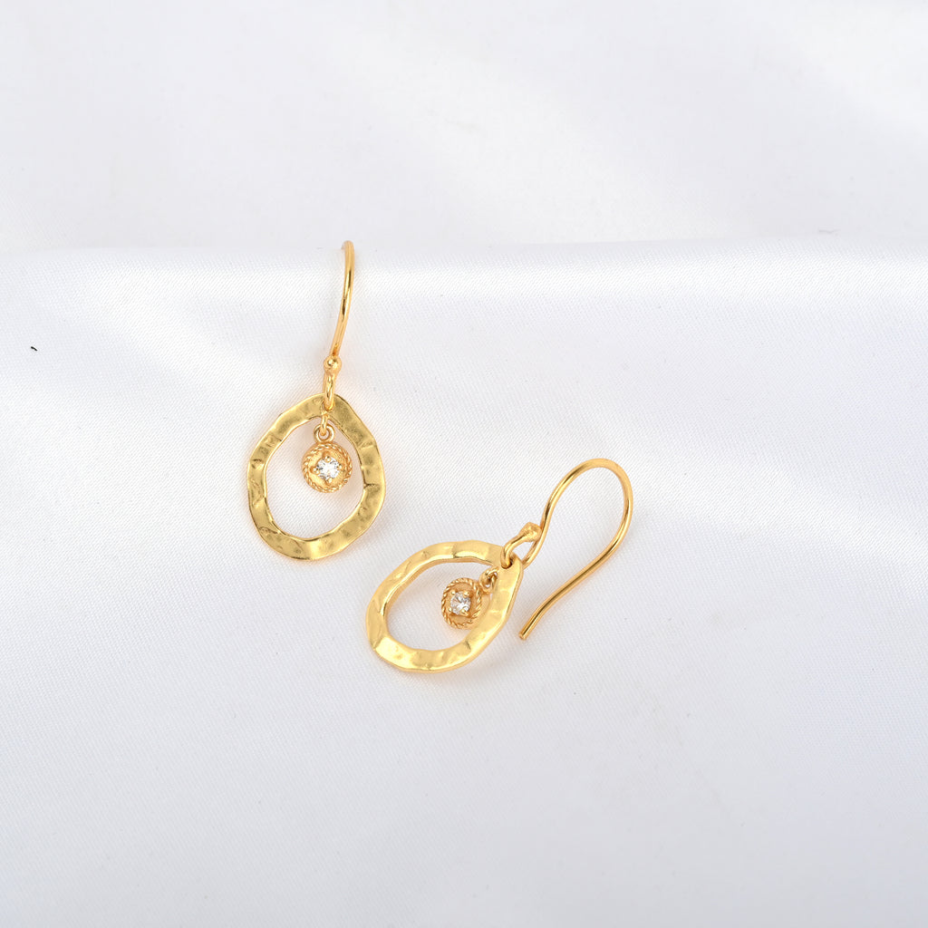 White CZ Circle Dangle Earrings