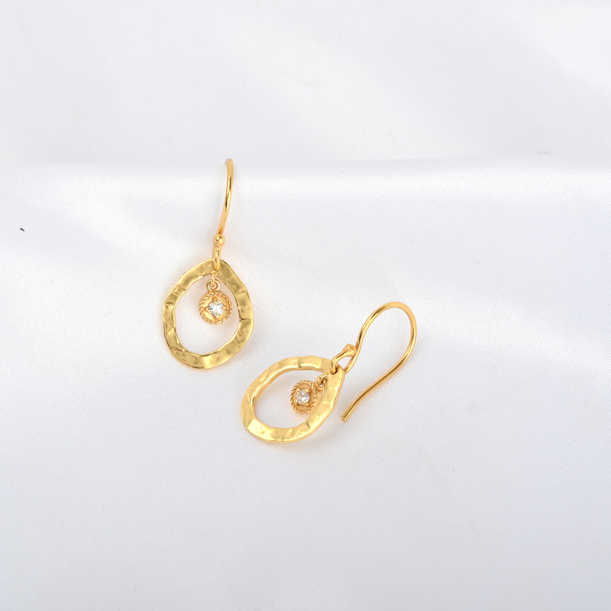 White CZ Circle Dangle Earrings