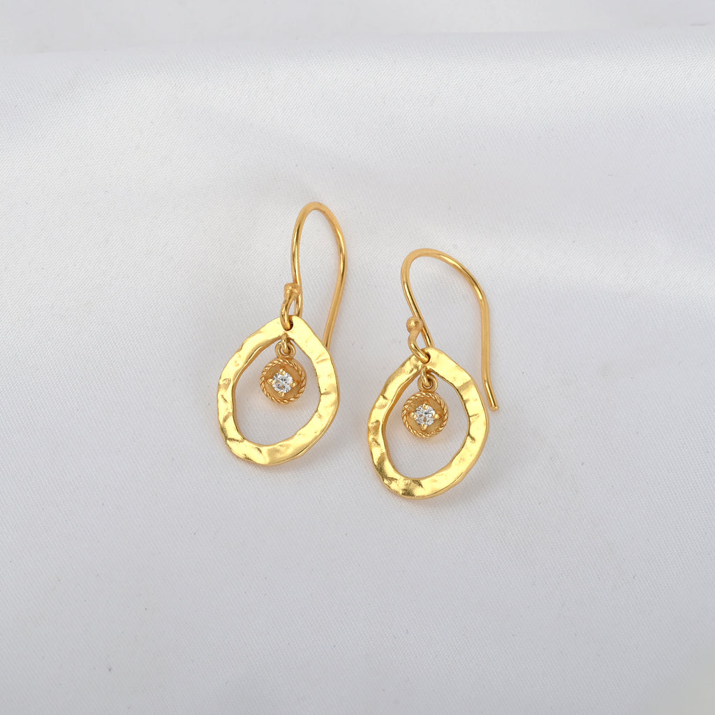 White CZ Circle Dangle Earrings