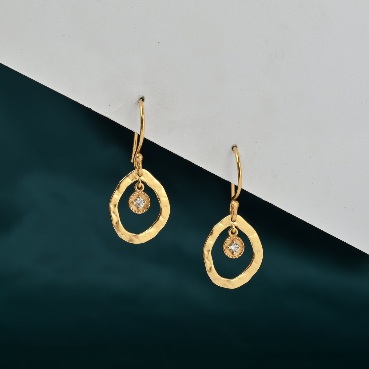 White CZ Circle Dangle Earrings