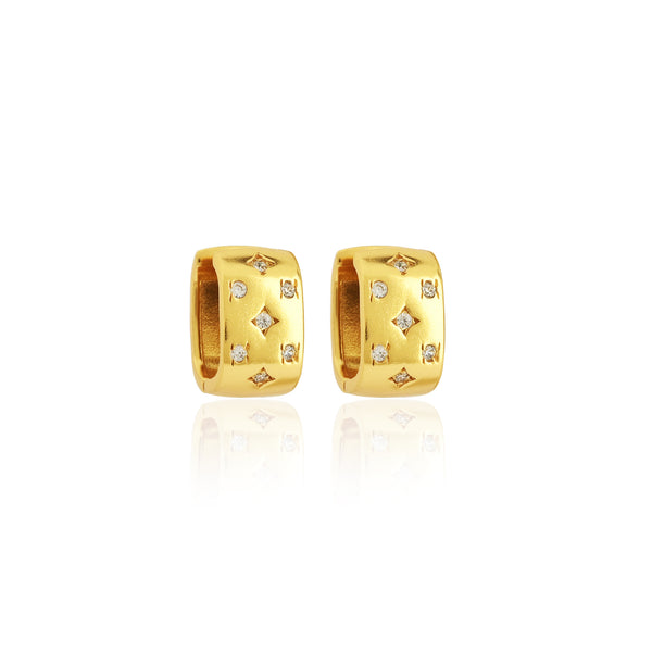 Gold Geometric Diamond Hoop Earrings