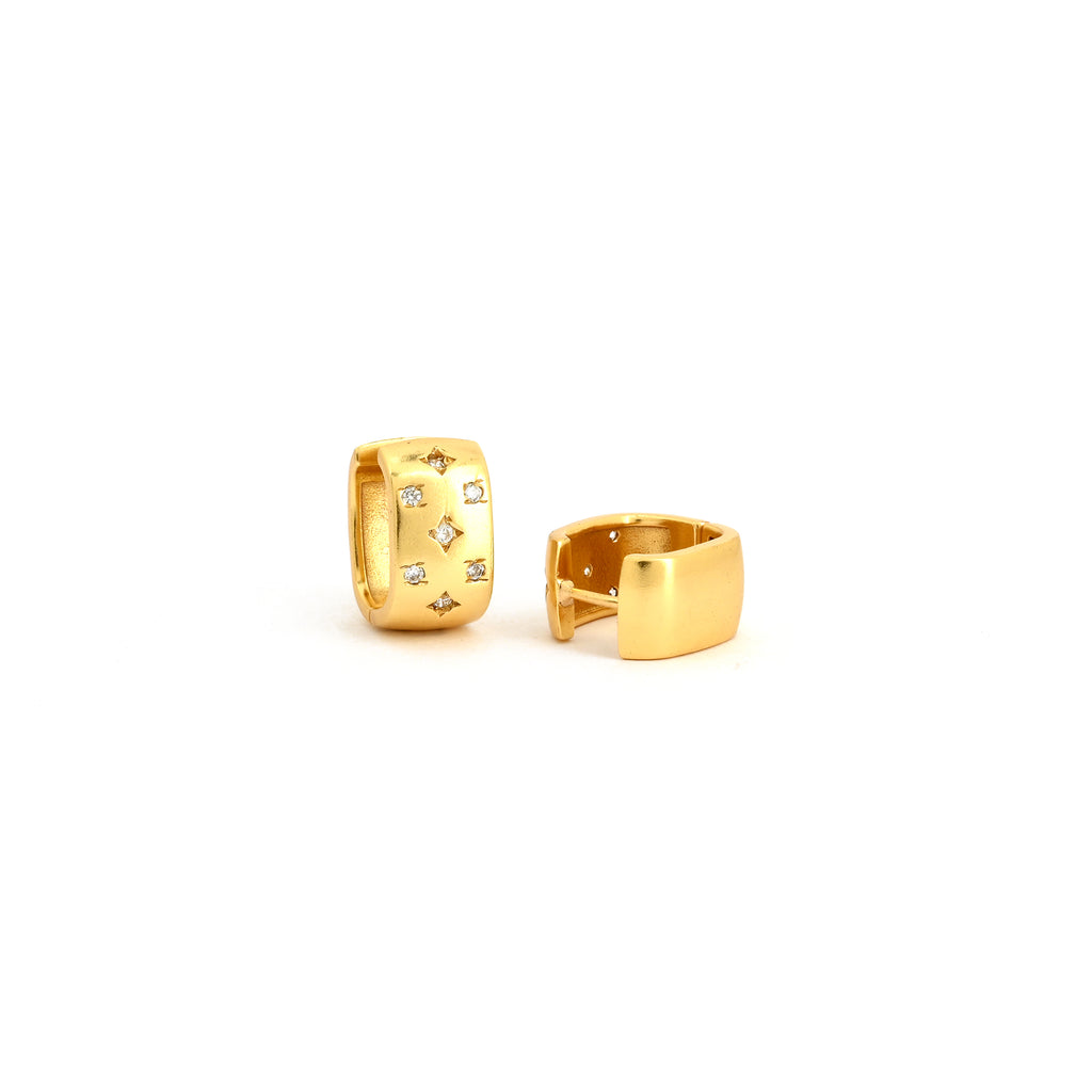 Gold Geometric Diamond Hoop Earrings