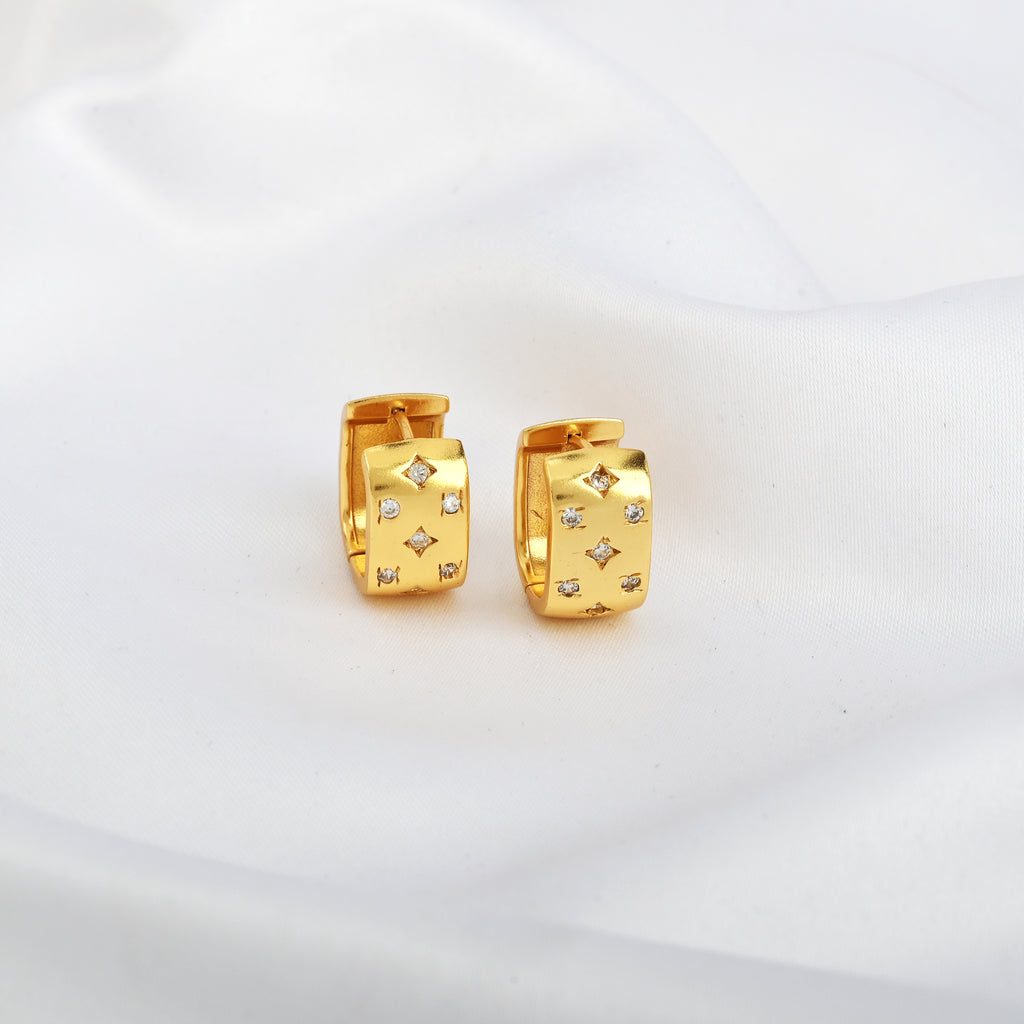 Gold Geometric Diamond Hoop Earrings