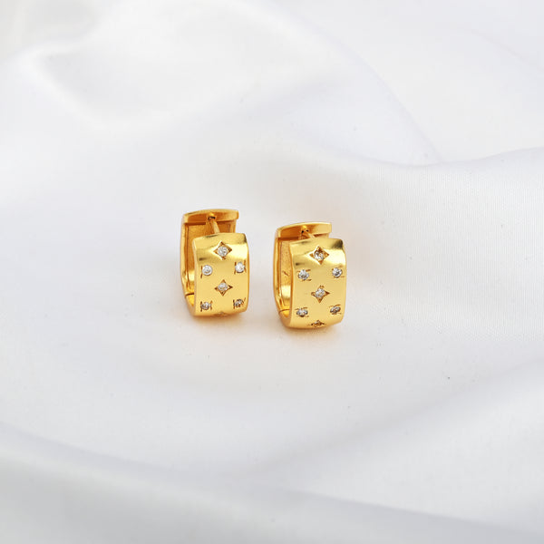 Gold Geometric Diamond Hoop Earrings