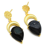 Black Druzy Dangle Earrings