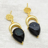 Black Druzy Dangle Earrings