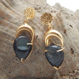 Black Druzy Dangle Earrings