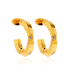 White CZ Gold Hoop Earrings