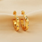 White CZ Gold Hoop Earrings