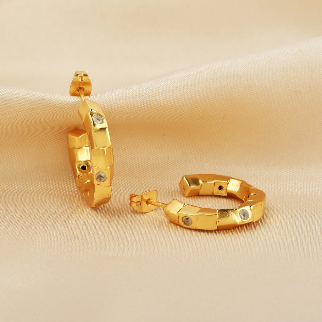 White CZ Gold Hoop Earrings