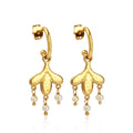 Gold-Plated Floral Drop Earrings with Fresh Water Pearls