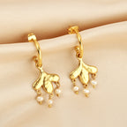 Gold-Plated Floral Drop Earrings with Fresh Water Pearls