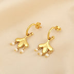 Gold-Plated Floral Drop Earrings with Fresh Water Pearls