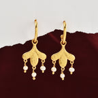 Gold-Plated Floral Drop Earrings with Fresh Water Pearls