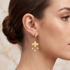 Gold-Plated Floral Drop Earrings with Fresh Water Pearls