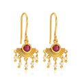 Art Deco Ruby & Pearl Chandelier Hook Earrings