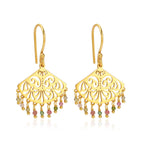 Filigree Fan Drop Earrings with Multicolor Tourmaline Beads