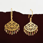 Filigree Fan Drop Earrings with Multicolor Tourmaline Beads