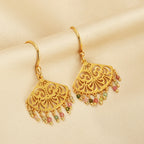 Filigree Fan Drop Earrings with Multicolor Tourmaline Beads