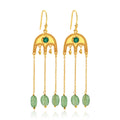 Gold-Plated Emerald & Green Quartz Drop Earrings
