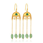 Gold-Plated Emerald & Green Quartz Drop Earrings