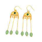 Gold-Plated Emerald & Green Quartz Drop Earrings