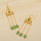 Gold-Plated Emerald & Green Quartz Drop Earrings