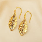 Gold-Plated Filigree Marquise Drop Earrings with Blue Sapphire CZ