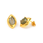 Gold-Plated Marquise Framed Labradorite Stud Earrings