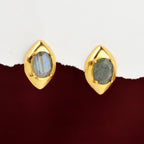 Gold-Plated Marquise Framed Labradorite Stud Earrings