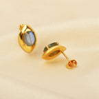 Gold-Plated Marquise Framed Labradorite Stud Earrings