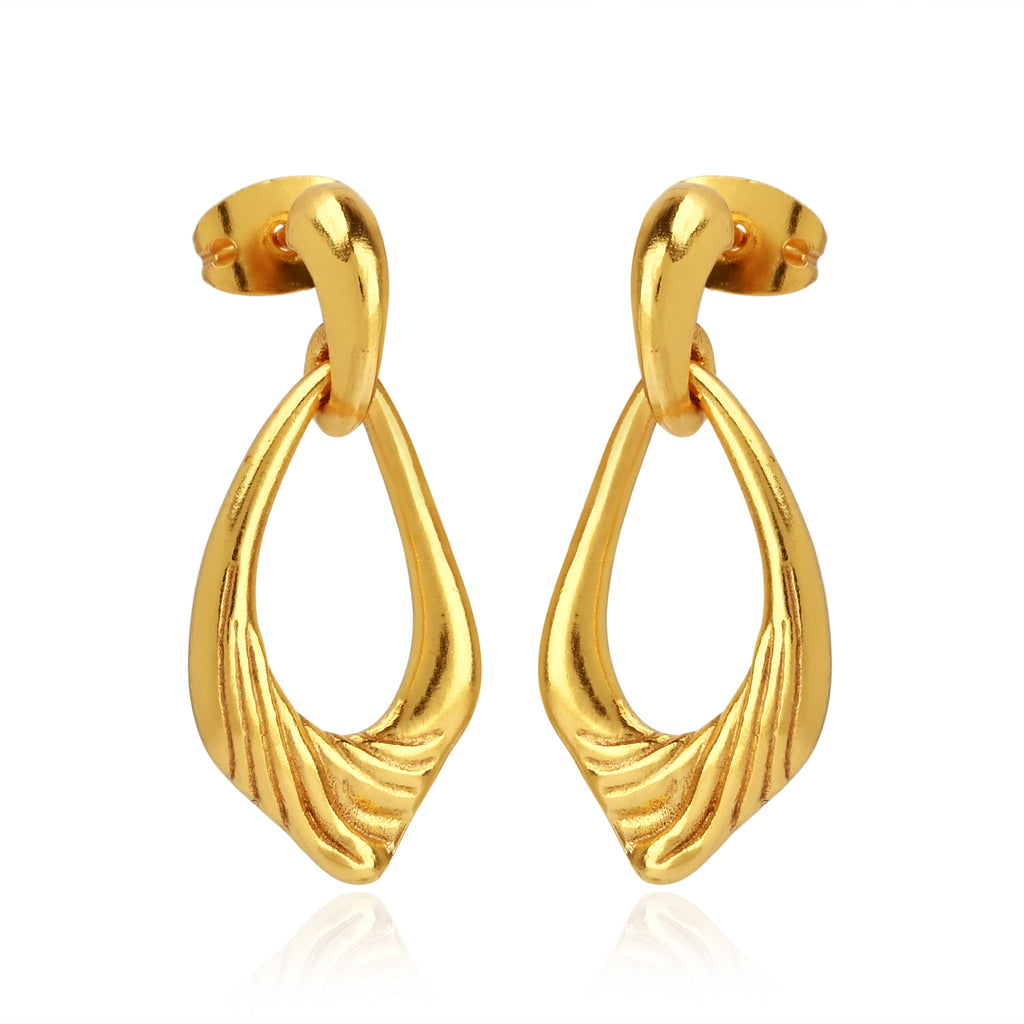 Gold-Plated Sculptural Teardrop Link Drop Earrings