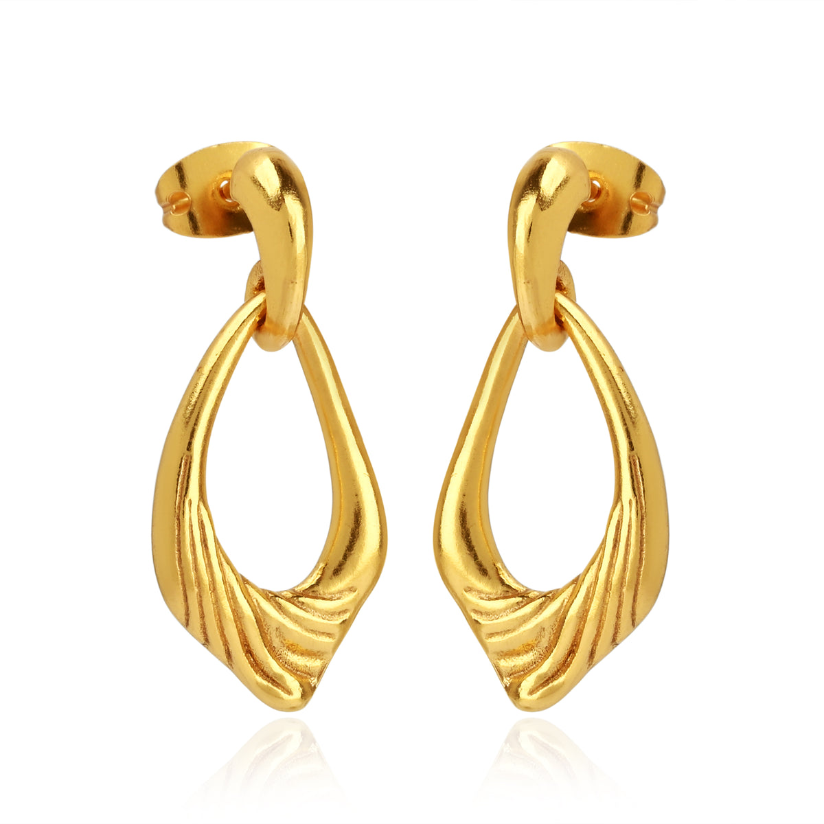 Gold-Plated Sculptural Teardrop Link Drop Earrings