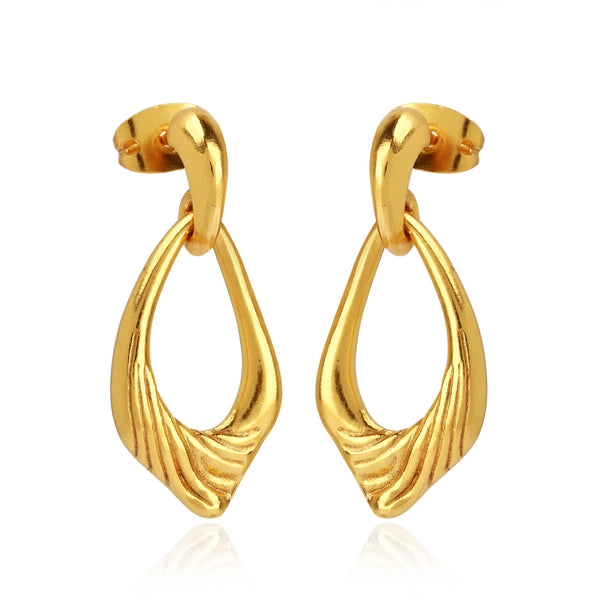Gold-Plated Sculptural Teardrop Link Drop Earrings