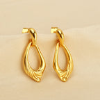 Gold-Plated Sculptural Teardrop Link Drop Earrings