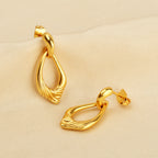 Gold-Plated Sculptural Teardrop Link Drop Earrings