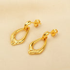 Gold-Plated Sculptural Teardrop Link Drop Earrings