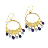 Blue Topaz and Amethyst Earrings