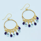 Blue Topaz and Amethyst Earrings