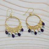 Blue Topaz and Amethyst Earrings