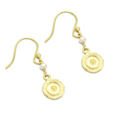 Pearl Round Disc Dangle Earrings