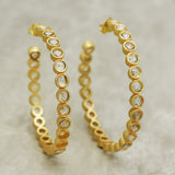 White CZ Hoop Earrings