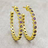 Purple Amethyst Hoop Earrings