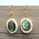 Labradorite & Pearl Earrings