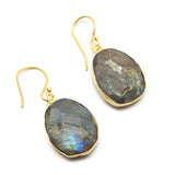 Natural Stylish Labradorite Silver Earrings