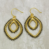 Pyrite wire-wrapped Pear shape Dangle Earrings