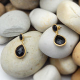 Hammered Black Onyx Stud Earrings