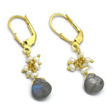 Multi Stone With Pearl Beads Clip On Earrings