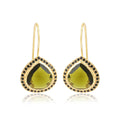 Green Tourmaline with Black Onyx Dangle Earrings - La Vitá Jewels