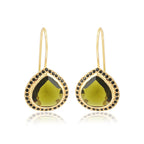 Green Tourmaline with Black Onyx Dangle Earrings - La Vitá Jewels